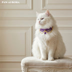 Collier détachable en cuir bohème avec cristaux pour chiens et chats | Ras du cou perlé de créateur avec boucle réglable, style bijoux exotiques pour usage quotidien et photos