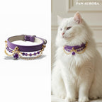 Collier détachable en cuir bohème avec cristaux pour chiens et chats | Ras du cou perlé de créateur avec boucle réglable, style bijoux exotiques pour usage quotidien et photos