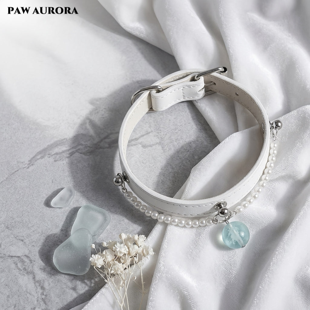PAW AURORA Starry Pact | White Collar with Aquamarine & Pearl