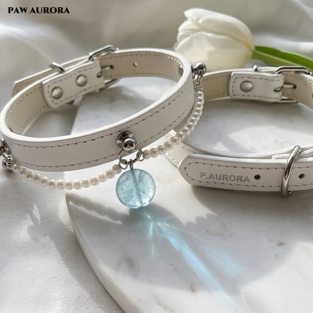 PAW AURORA Starry Pact | White Collar with Aquamarine & Pearl