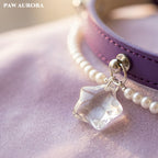 PAW AURORA Starry Pact | Purple Collar with White Crystal & Pearl