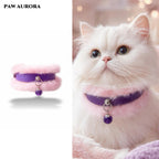 PAW AURORA Lan Yi – Natural Round Amethyst & Fluffy Faux Fur Luxury Pet Decor Collar