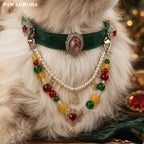 PAW AURORA Christmas Collection | Emerald Velvet Collar / Natural Agate & Magnetic DIY