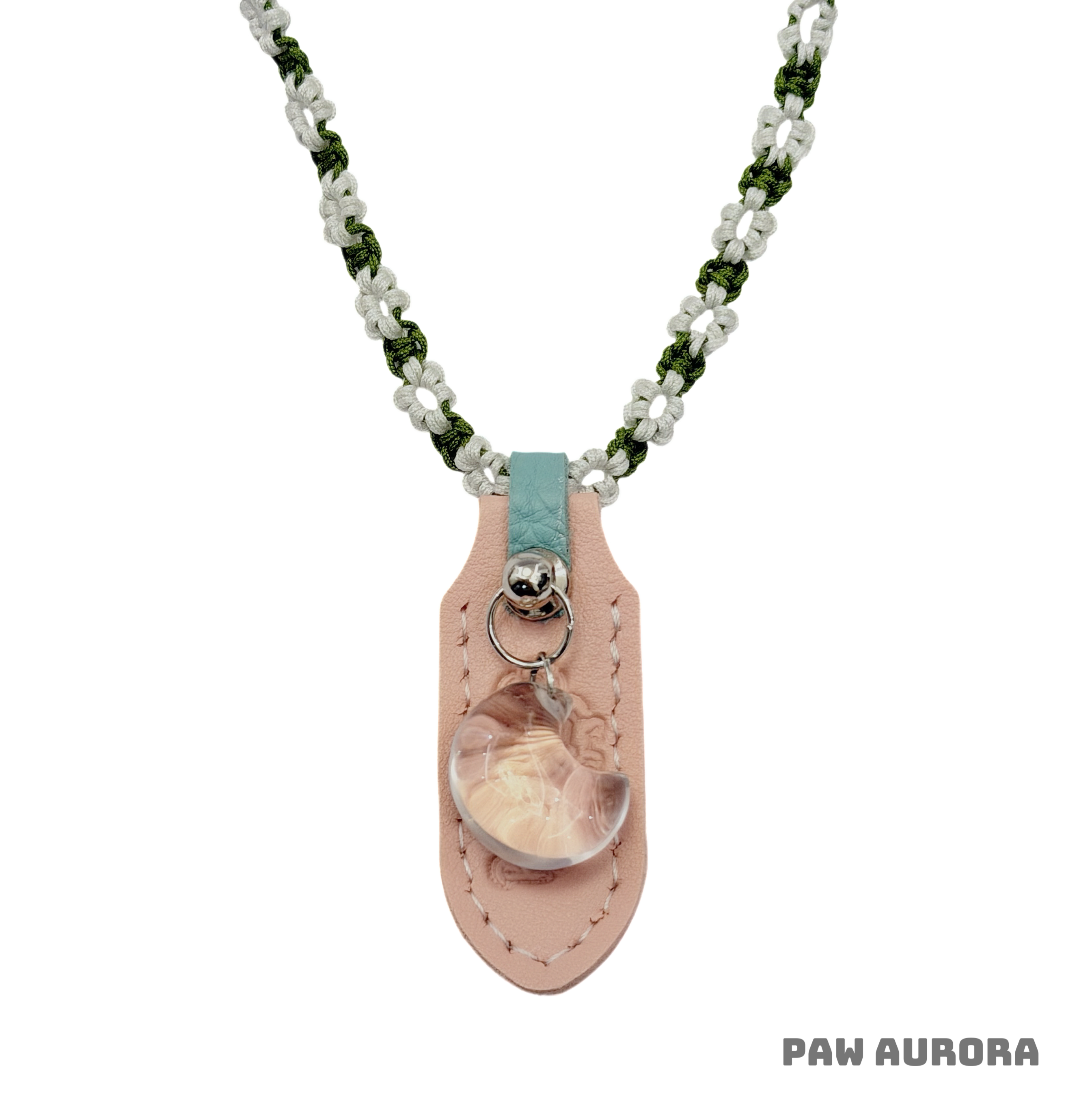 Collier pour animaux de compagnie fait main original | Cristal naturel et ligne de yu tressée (quartz clair)