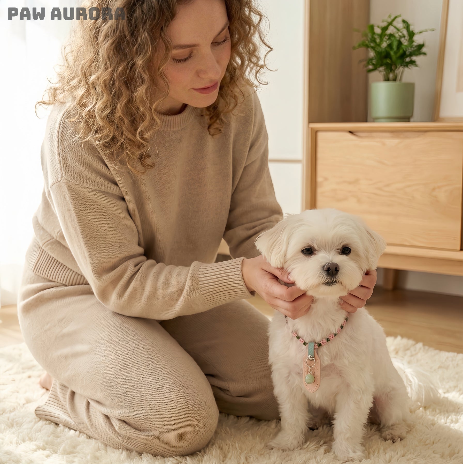 Collier pour animaux de compagnie fait main original | Cristal naturel et fil Yu tressé (émeraude)