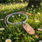 Collier Artisanal Original pour Animaux de Compagnie|Cristal Naturel de Guérison & Ligne Yu Tressée (Quartz Rose)