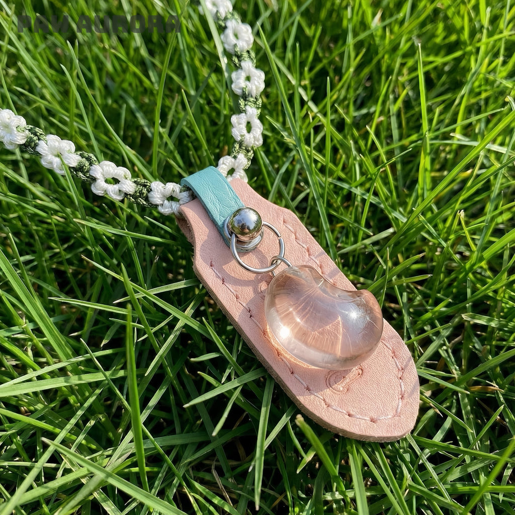 Collier pour animaux de compagnie fait main original | Cristal naturel et ligne de yu tressée (quartz clair)