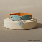 Collection Mobius - Collier pour animaux de compagnie fait main original avec cristal naturel (Aigue-marine)