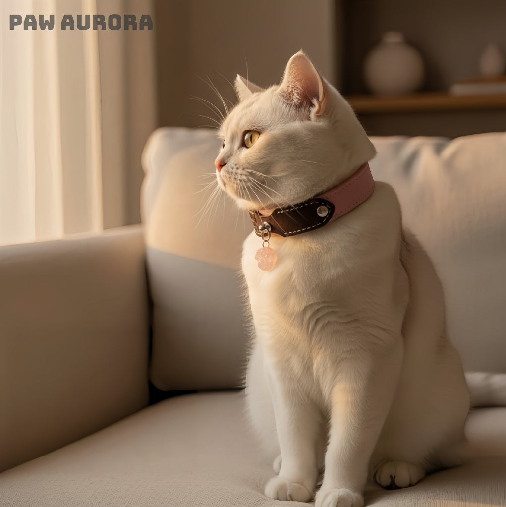 Collection Mobius - Collier pour animaux de compagnie fait main original avec cristal naturel (quartz rose)