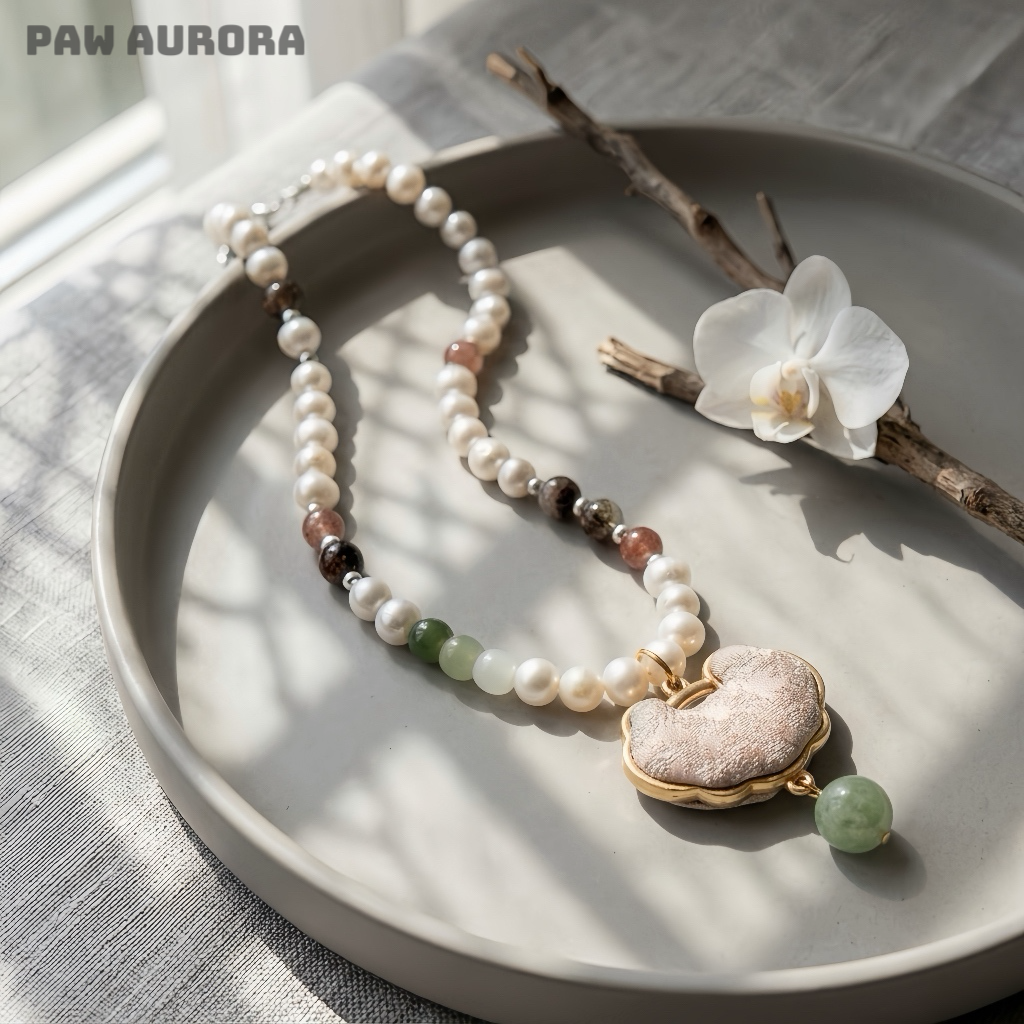 Yunwen Fangsheng - Collier pendentif en cristal pour animaux de compagnie | Soie Song Jin et jade Hetian