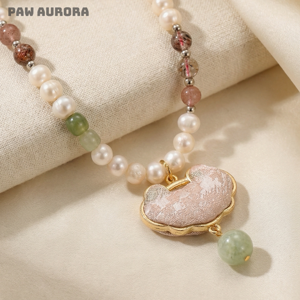 Yunwen Fangsheng - Collier pendentif en cristal pour animaux de compagnie | Soie Song Jin et jade Hetian