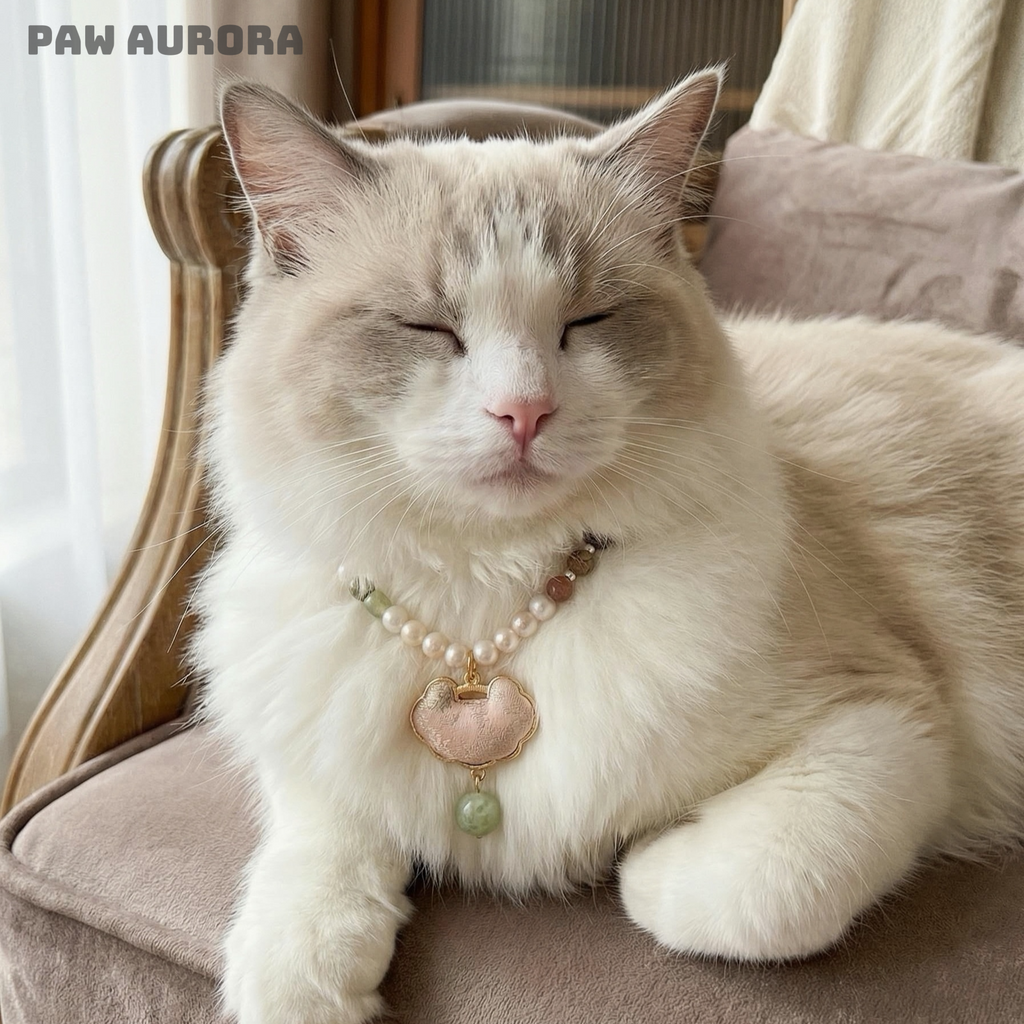 Yunwen Fangsheng - Collier pendentif en cristal pour animaux de compagnie | Soie Song Jin et jade Hetian