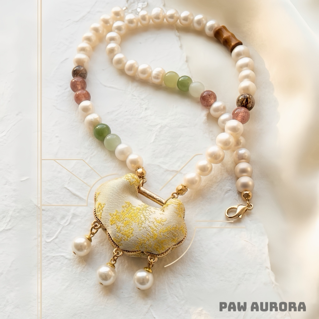 Yunwen Fangsheng - Collier de cristaux pour animaux de compagnie | Soie Song Jin et jade Hetian