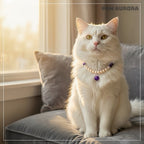 Lingxi Zi Lu · Élégant Collier pour Animaux de Compagnie | Améthyste Violette Naturelle & Perle | Réputé pour Favoriser le Calme et l'Intuition | Sûr et Non Toxique pour Chiens et Chats