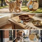 Plaque d'identité en bois gravée au laser pour animaux de compagnie - Photo et nom personnalisés, breloque en pierre naturelle, accessoire personnalisé pour collier de chien ou de chat