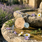 Plaque d'identité en bois gravée au laser pour animaux de compagnie - Photo et nom personnalisés, breloque en pierre naturelle, accessoire personnalisé pour collier de chien ou de chat