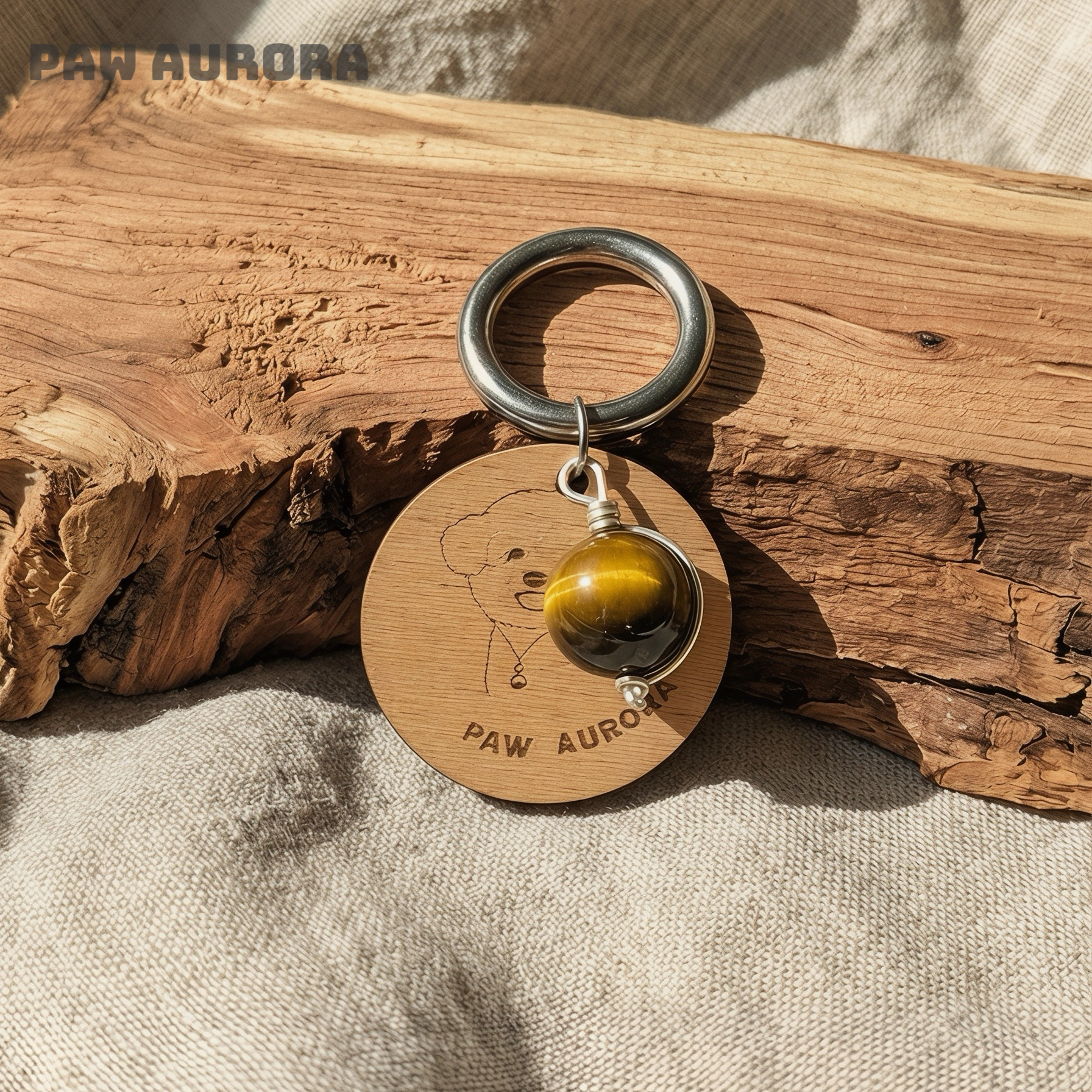 Plaque d'identité en bois gravée au laser pour animaux de compagnie - Photo et nom personnalisés, breloque en pierre naturelle, accessoire personnalisé pour collier de chien ou de chat