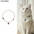 Lingxi Zi Lu · Élégant Collier pour Animaux de Compagnie | Améthyste Violette Naturelle & Perle | Réputé pour Favoriser le Calme et l'Intuition | Sûr et Non Toxique pour Chiens et Chats