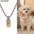 Collier pour animaux de compagnie fait main original | Cristal naturel et fil Yu tressé (émeraude)