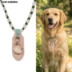 Collier pour animaux de compagnie fait main original | Cristal naturel et ligne de yu tressée (quartz clair)
