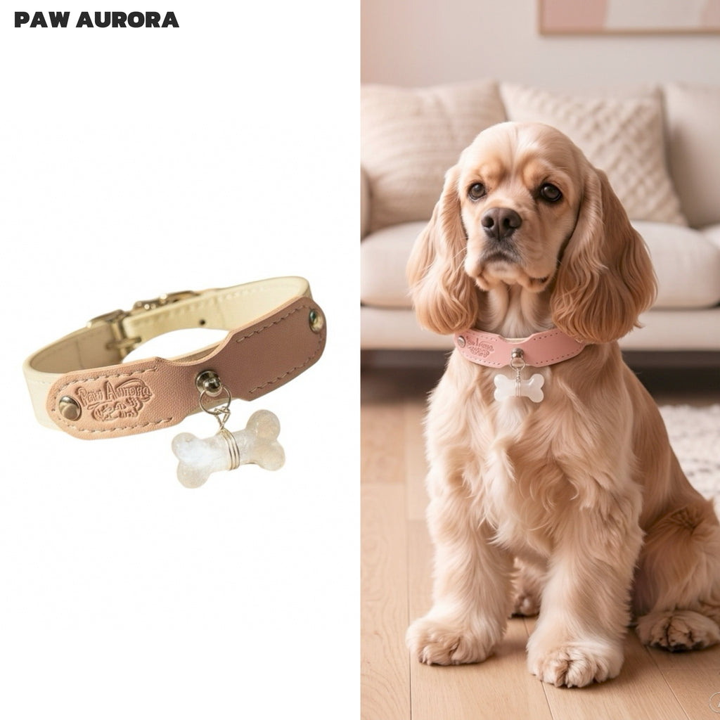 Collection Mobius - Collier pour animaux fait main original avec cristal naturel (quartz clair)