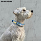 Collier en cristal fait main PAW AURORA pour chiens et chats – Collier en cuir au design original pour animaux de compagnie avec pierres précieuses naturelles en bleu de Prusse