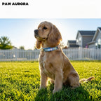 Collier en cristal fait main PAW AURORA pour chiens et chats – Collier en cuir au design original pour animaux de compagnie avec pierres précieuses naturelles en bleu de Prusse