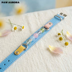 Collier en cristal fait main PAW AURORA pour chiens et chats – Collier en cuir au design original pour animaux de compagnie avec pierres précieuses naturelles en bleu de Prusse