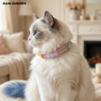 Collier pour chiens et chats PAW AURORA fait à la main en cristal – Collier original en cuir pour animaux de compagnie avec pierres précieuses naturelles roses