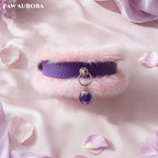 PAW AURORA Lan Yi – Natural Round Amethyst & Fluffy Faux Fur Luxury Pet Decor Collar