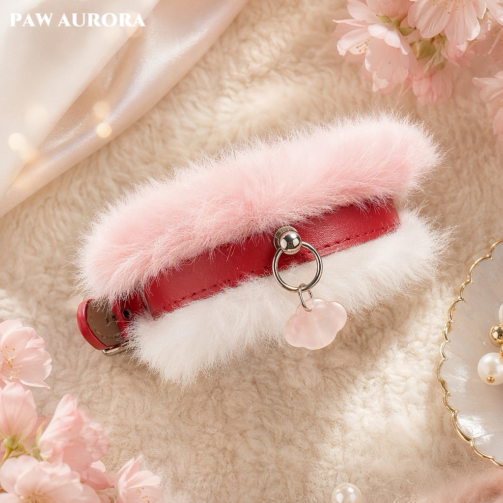 PAW AURORA Tao Yao | Pink Fur Collar w/ Rose Quartz Cloud Lock