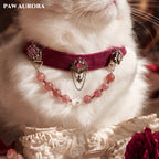 PAW AURORA Rose Castle | Velvet Collar w/ Strawberry Quartz & DIY Magnetic